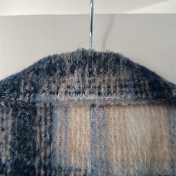 Blue checkered Fleece overcoat with pockets - Picture 7 of 7